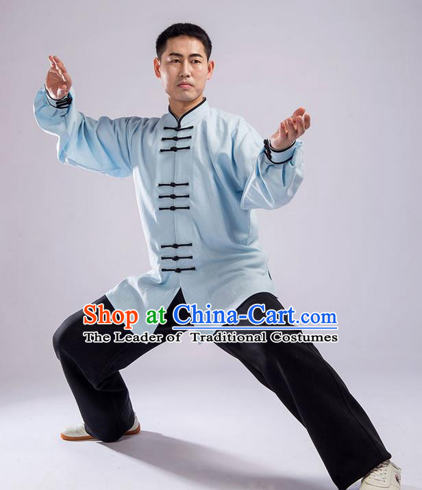 Top Chinese Traditional Natural Linen Kung Fu Costume Martial Arts Kung Fu Training Uniform Gongfu Shaolin Wushu Clothing Tai Chi Taiji Teacher Suits Uniforms for Men