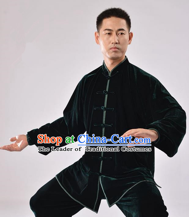 Top Thicken Pleuche Kung Fu Costume Martial Arts Kung Fu Training Uniform Gongfu Shaolin Wushu Clothing Tai Chi Taiji Teacher Suits Uniforms for Men