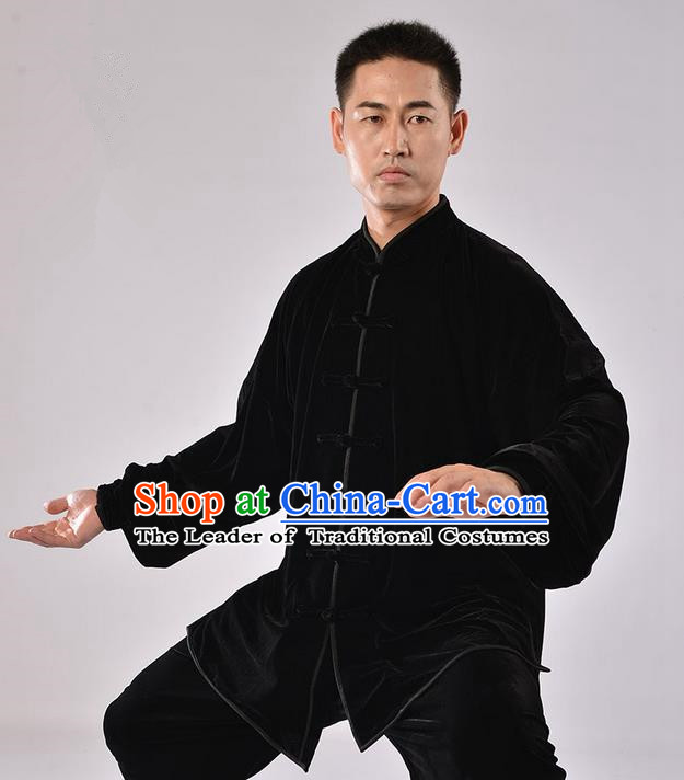 Top Thicken Pleuche Kung Fu Costume Martial Arts Kung Fu Training Uniform Gongfu Shaolin Wushu Clothing Tai Chi Taiji Teacher Suits Uniforms for Men