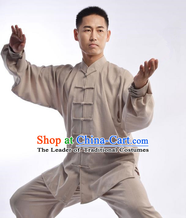 Traditional Chinese Top Signature Cotton Kung Fu Costume Martial Arts Kung Fu Training Uniform Gongfu Shaolin Wushu Clothing Tai Chi Taiji Teacher Suits Uniforms for Men