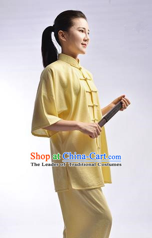 Top Linen Kung Fu Costume Martial Arts Kung Fu Training Uniform Tang Suit Gongfu Shaolin Wushu Clothing Tai Chi Taiji Teacher Suits Uniforms for Women