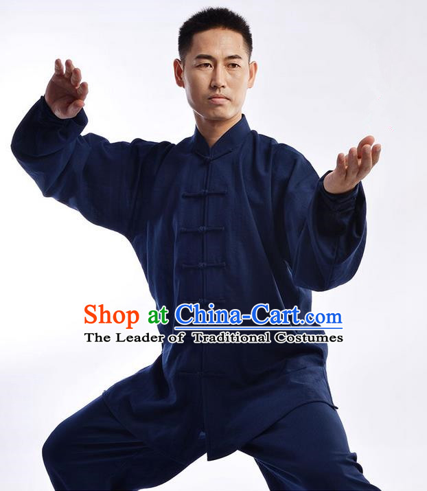 Traditional Chinese Top Signature Cotton Kung Fu Costume Martial Arts Kung Fu Training Uniform Gongfu Shaolin Wushu Clothing Tai Chi Taiji Teacher Suits Uniforms for Men