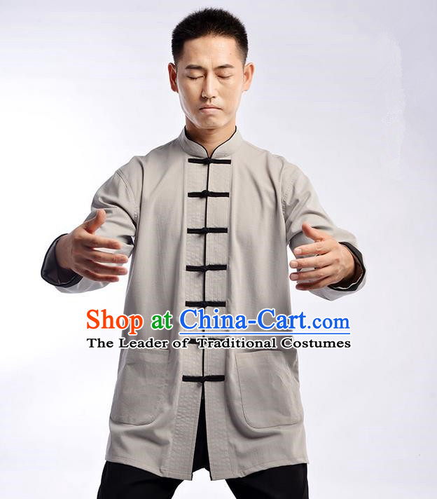 Traditional Chinese Top Cross Elastic Linen Kung Fu Costume Martial Arts Kung Fu Training Uniform Gongfu Shaolin Wushu Clothing Tai Chi Taiji Teacher Suits Uniforms for Men