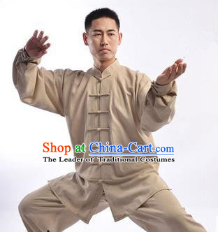 Traditional Chinese Top Linen Kung Fu Costume Martial Arts Kung Fu Training Uniform Tang Suit Gongfu Shaolin Wushu Clothing Tai Chi Taiji Teacher Suits Uniforms for Men