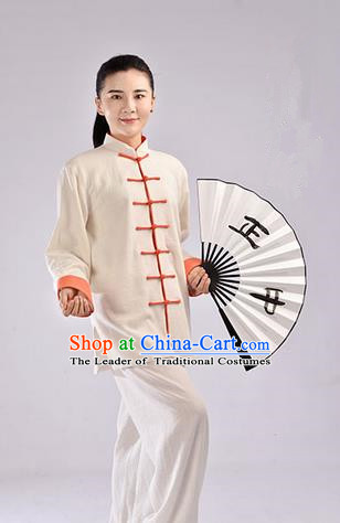 Traditional Chinese Thickening Cotton Linen Kung Fu Costume Martial Arts Kung Fu Training Uniform Tang Suit Gongfu Shaolin Wushu Clothing Tai Chi Taiji Teacher Suits Uniforms for Women