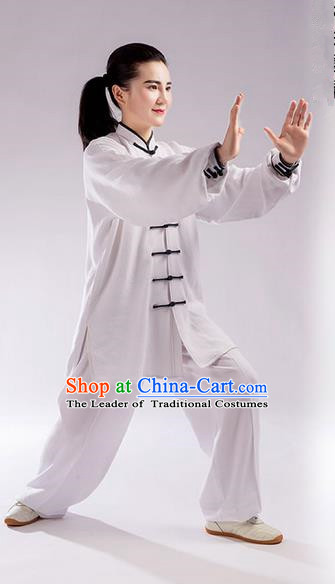 Traditional Chinese Linen Kung Fu Costume Martial Arts Kung Fu Training Uniform Tang Suit Gongfu Shaolin Wushu Clothing Tai Chi Taiji Teacher Suits Uniforms for Women