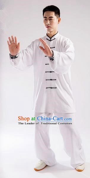 Traditional Chinese Linen Kung Fu Costume Martial Arts Kung Fu Training Uniform Tang Suit Gongfu Shaolin Wushu Clothing Tai Chi Taiji Teacher Suits Uniforms for Men