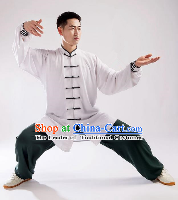 Traditional Chinese Linen Kung Fu Costume Martial Arts Kung Fu Training Uniform Tang Suit Gongfu Shaolin Wushu Clothing Tai Chi Taiji Teacher Suits Uniforms for Men