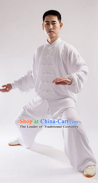 Traditional Chinese Linen Kung Fu Costume Martial Arts Kung Fu Training Uniform Tang Suit Gongfu Shaolin Wushu Clothing Tai Chi Taiji Teacher Suits Uniforms for Men