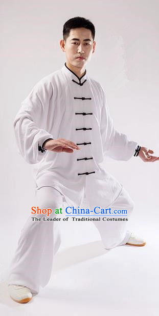 Traditional Chinese Linen Kung Fu Costume Martial Arts Kung Fu Training Uniform Tang Suit Gongfu Shaolin Wushu Clothing Tai Chi Taiji Teacher Suits Uniforms for Men