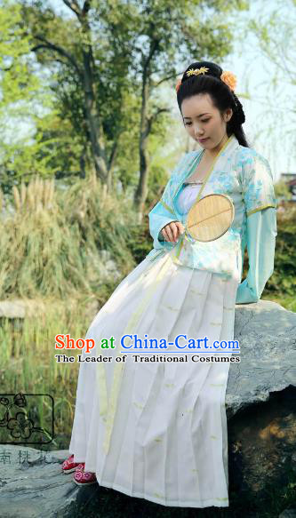 Traditional Chinese Song Dynasty Palace Lady Embroidered Costume, Asian China Ancient Imperial Concubine Hanfu Clothing for Women