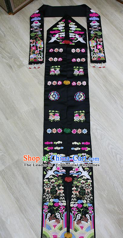 Traditional Korean Palace Lady Hair Accessories Black Headband, Asian Korea Hanbok Bride Embroidered Headwear for Women