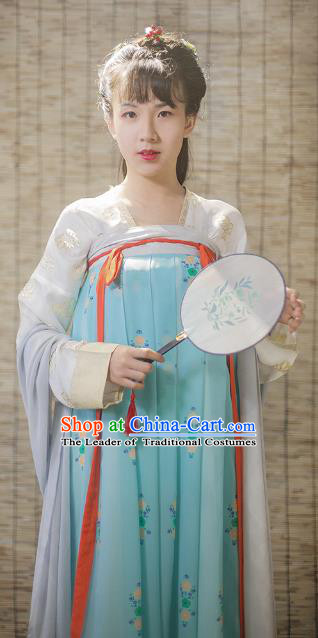 Traditional Chinese Tang Dynasty Princess Embroidered Costume, Asian China Ancient Hanfu Slip Skirt Clothing for Women