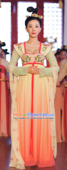 Traditional Chinese Tang Dynasty Princess Costume, Asian China Ancient Palace Lady Embroidered Clothing for Women