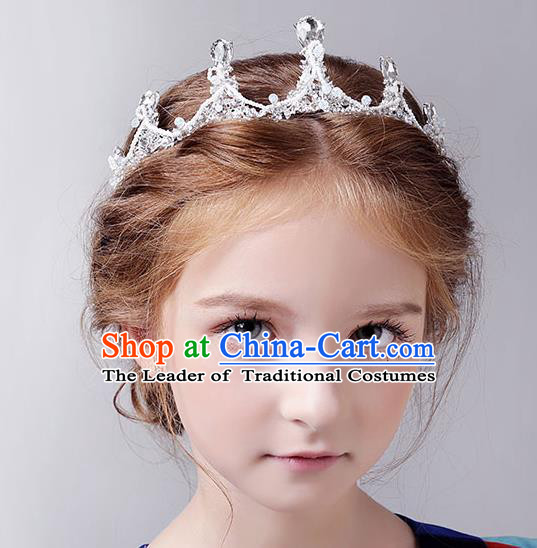 Handmade Children Hair Accessories Princess Headwear Model Show Girls Crystal Royal Crown for Kids