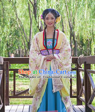 Traditional Ancient Chinese Palace Lady Costume, Asian Chinese Tang Dynasty Princess Embroidered Dress Clothing for Women