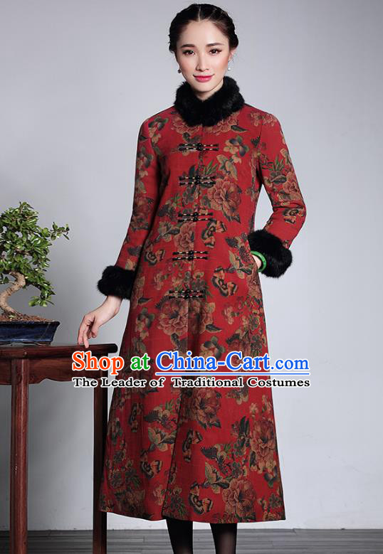 Traditional Chinese National Costume Elegant Hanfu Cheongsam Coat, China Tang Suit Plated Buttons Chirpaur Dust Coat for Women