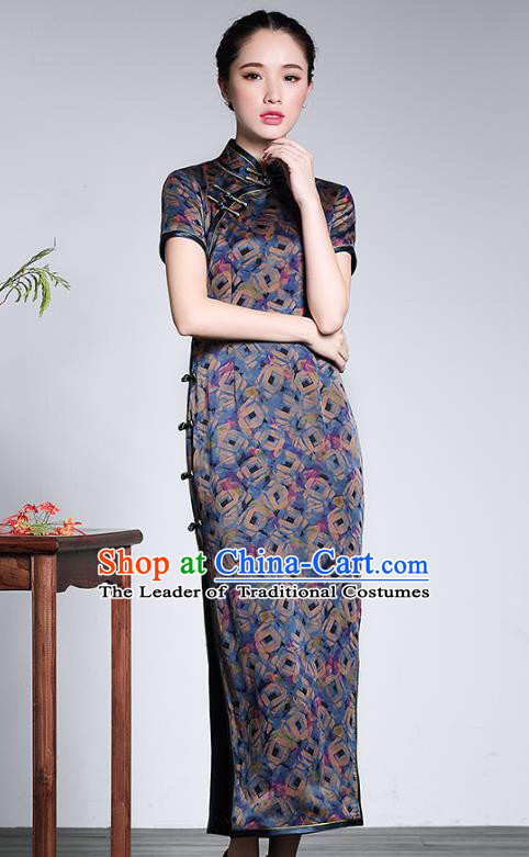 Traditional Chinese National Costume Silk Cheongsam, China Tang Suit Chirpaur Qipao Dress for Women