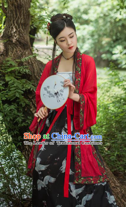 Asian China Song Dynasty Princess Printing Costume, Traditional Ancient Chinese Palace Lady Clothing Complete Set for Women