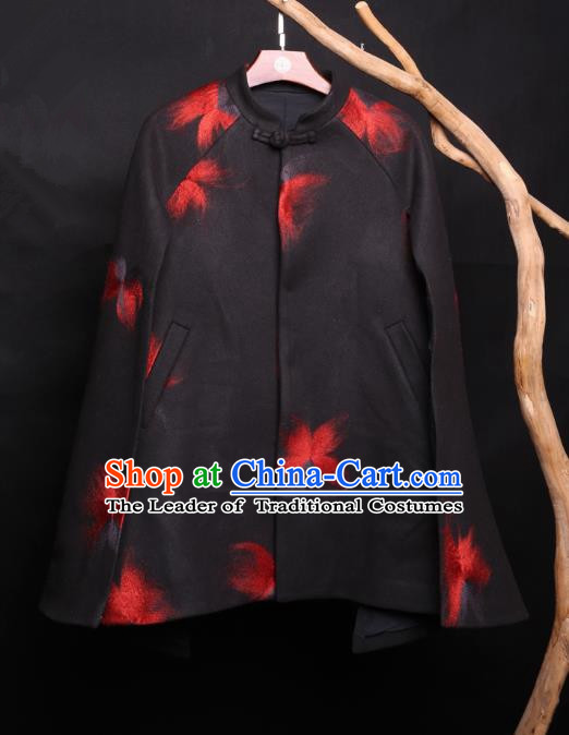 Asian China National Costume Woolen Printing Coat, Traditional Chinese Tang Suit Jacket Clothing for Men