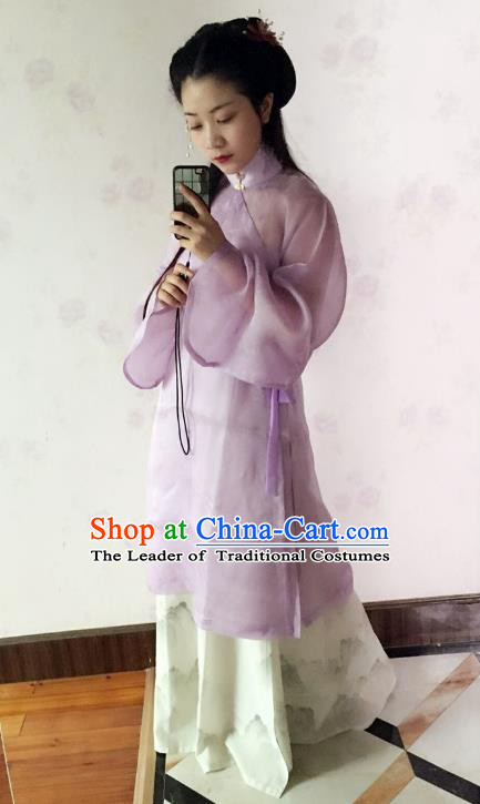 Traditional Chinese Ancient Costume Purple Blouse and Skirt, Asian China Ming Dynasty Nobility Lady Hanfu Clothing for Women