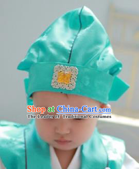 Traditional Korean Hair Accessories Green Baby Hats, Asian Korean Fashion National Boys Headwear for Kids