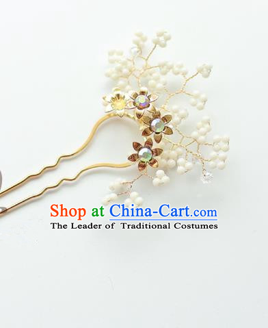 Traditional Korean National Hair Accessories Beads Hairpins, Asian Korean Fashion Wedding Hanbok Hair Decorations Headwear for Women