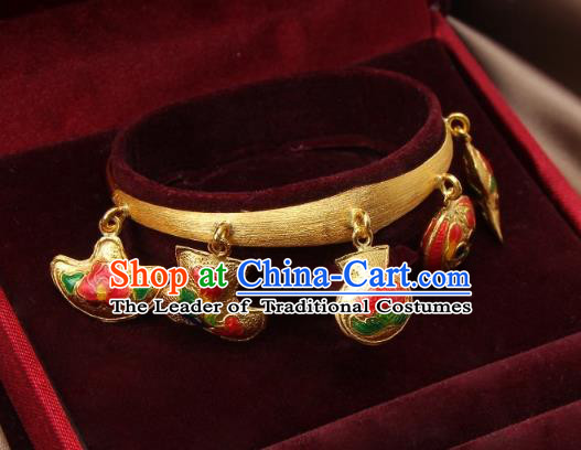 Asian Korean Hanbok Accessories Golden Longevity Bracelet for Baby