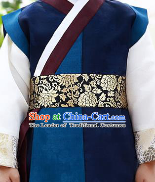 Traditional Korean Accessories Palace Prince Embroidered Waist Belts, Asian Korean Fashion Waistband Decorations for Kids