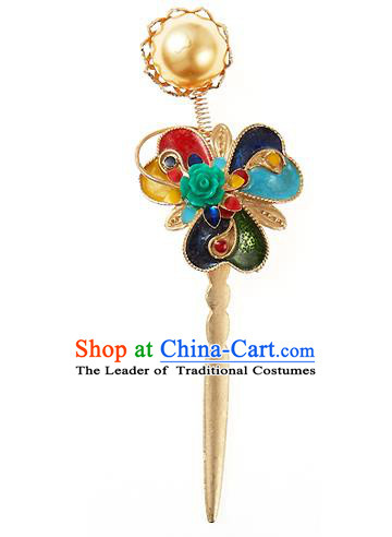 Traditional Korean National Hair Accessories Golden Hairpins, Korean Palace Hanbok Fashion Headwear for Women