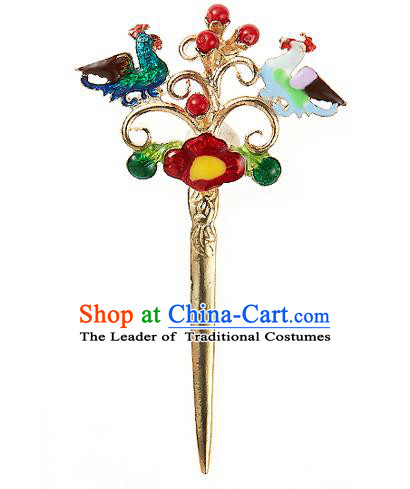 Traditional Korean National Hair Accessories Mandarin Duck Hairpins, Korean Palace Hanbok Fashion Headwear for Women