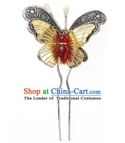 Korean National Wedding Hair Accessories Bride Butterfly Hair Clip, Korean Hanbok Fashion Palace Hairpins for Women