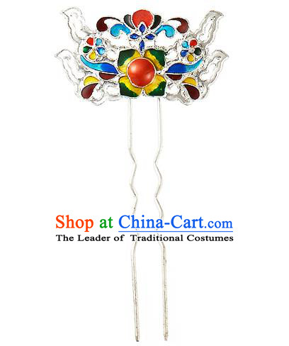 Korean National Wedding Hair Accessories Bride Blueing Hair Clip, Korean Hanbok Fashion Palace Hairpins for Women