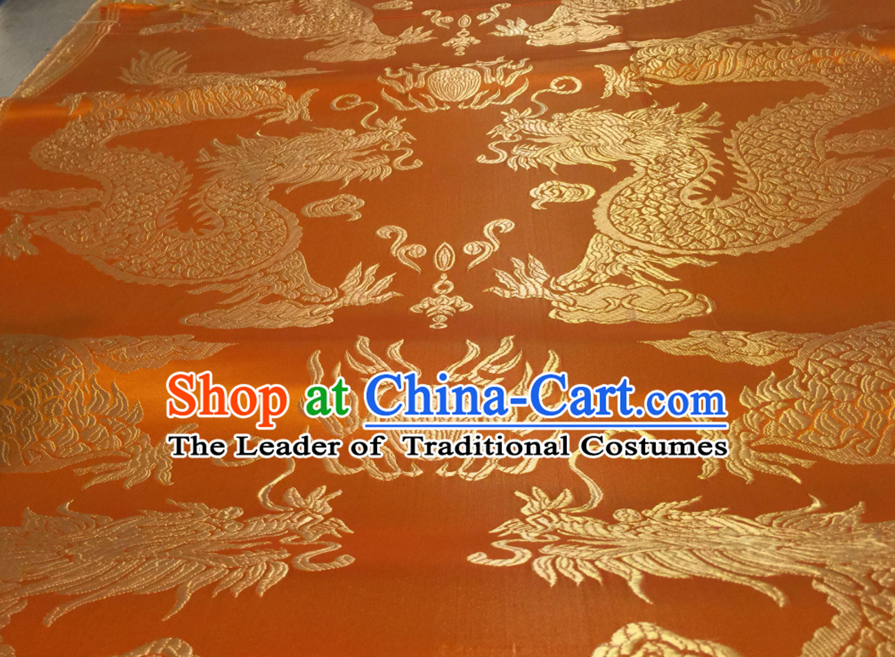 Yellow Asian Chinese Royal Palace Style Traditional Dragon Pattern Design Brocade Fabric Silk Fabric Chinese Fabric Asian Material