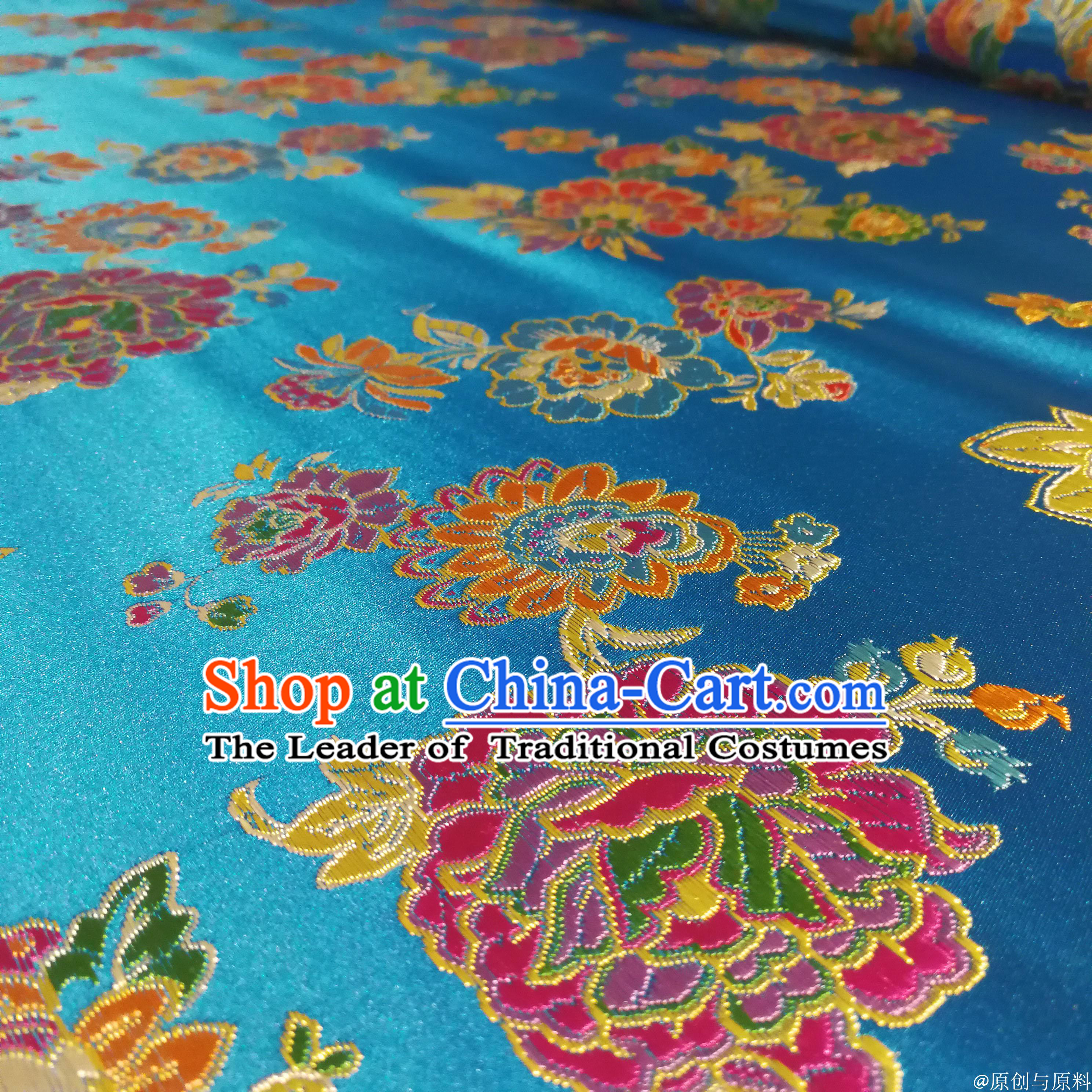 Asian Chinese Royal Palace Style Traditional Pattern Peony Flower Design Brocade Fabric Silk Fabric Chinese Fabric Asian Material