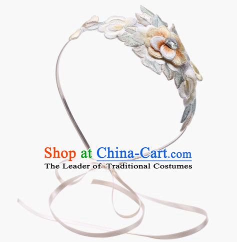 Korean National Hair Accessories Embroidered Headband, Asian Korean Hanbok Fashion Bride Headwear Hair Clasp for Kids