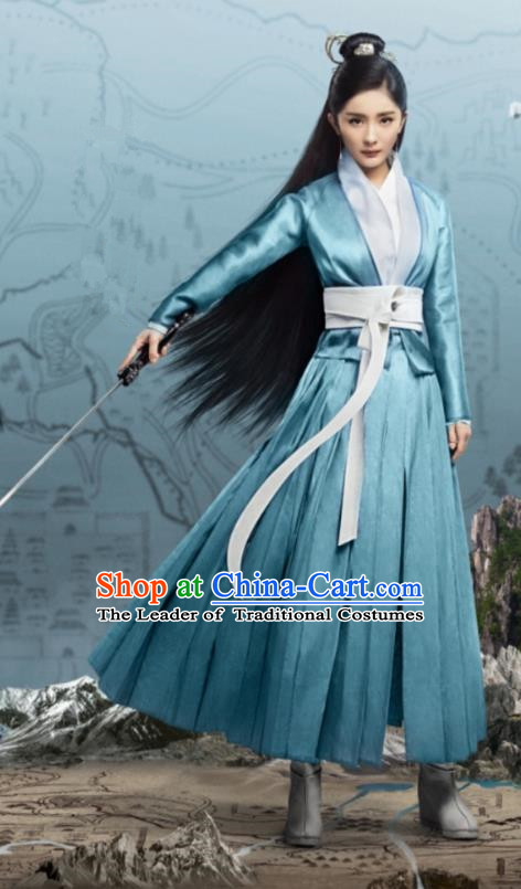 Traditional Chinese Ancinet Legend Of Fu Yao Swordswoman Embroidered Costume for Women