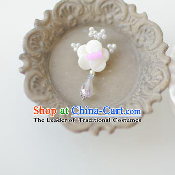 Korean National Accessories Girls White Begonia Flower Brooch, Asian Korean Hanbok Fashion Bride Breastpin for Kids