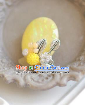 Korean National Accessories Girls Yellow Brooch, Asian Korean Hanbok Fashion Bride Breastpin for Kids