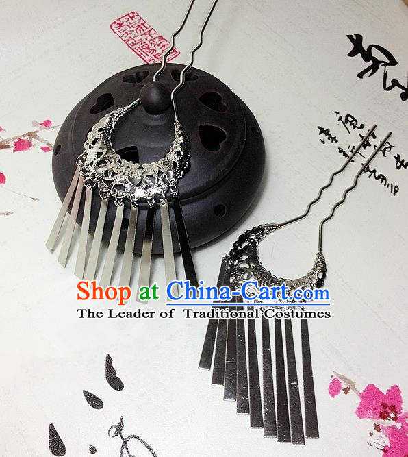 Traditional Chinese Ancient Classical Hair Accessories Tassel Step Shake Bride Hairpins for Women