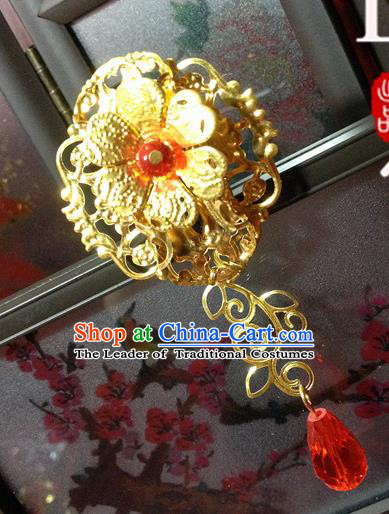 Traditional Chinese Ancient Classical Hair Accessories Princess Hair Stick Bride Golden Tassel Step Shake Hairpins for Women