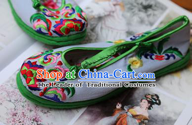 Asian Chinese Traditional Shoes Green Bride Embroidered Shoes, China Peking Opera Handmade Embroidery Shoe Hanfu Princess Shoes for Women