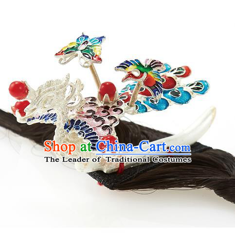 Traditional Korean Hair Accessories Bride Phoenix Hair Claw, Asian Korean Fashion Wedding Hair Decorations for Kids