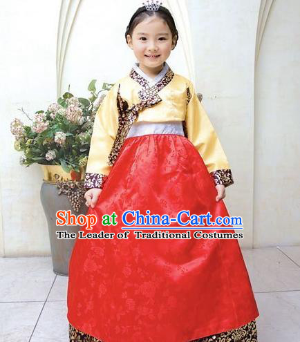 Traditional Korean National Top Grade Handmade Court Embroidered Clothing, Asian Korean Bride Hanbok Costume for Kids