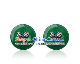 Traditional Korean Accessories Jadeite Earrings, Asian Korean Fashion Wedding Eardrop Jewelry for Women