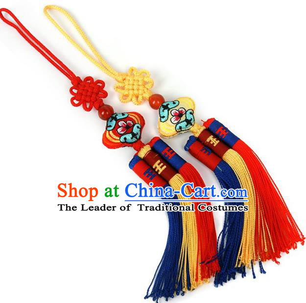 Traditional Korean Accessories Embroidered Waist Pendant, Asian Korean Fashion Wedding Tassel Waist Decorations for Kids