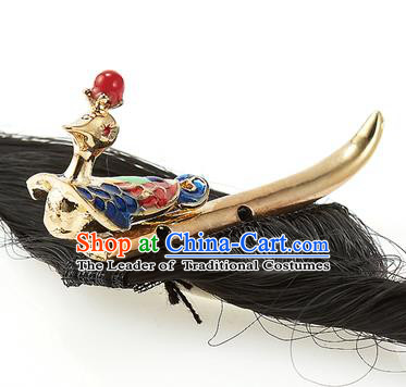 Traditional Korean Hair Accessories Bride Hair Claw, Asian Korean Fashion Wedding Golden Hair Decorations for Kids