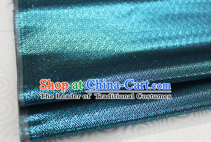 Chinese Traditional Royal Palace Pattern Mongolian Robe Blue Brocade Fabric, Chinese Ancient Emperor Costume Drapery Hanfu Tang Suit Material