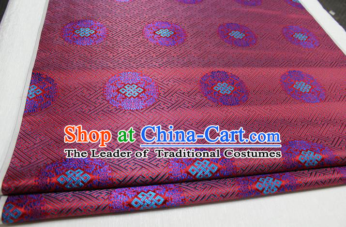 Chinese Traditional Royal Palace Pattern Mongolian Robe Red Tapestry Cheongsam Brocade Fabric, Chinese Ancient Costume Satin Hanfu Tang Suit Material