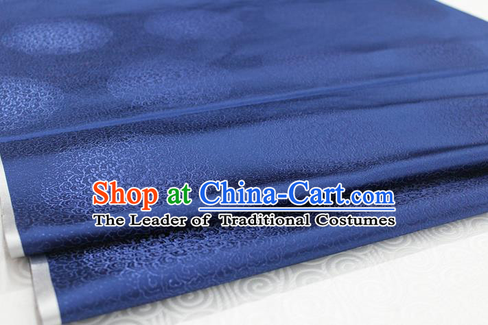 Chinese Traditional Royal Palace Mongolian Robe Navy Brocade Cheongsam Fabric, Chinese Ancient Costume Satin Hanfu Tang Suit Material